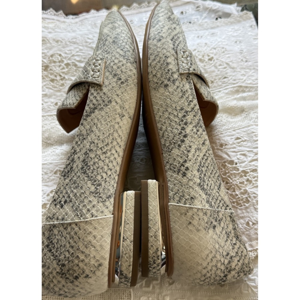 Franco Sarto Snakeskin-Print Pointed Toe Flats in Cream and Gray - Picture 4 of 10